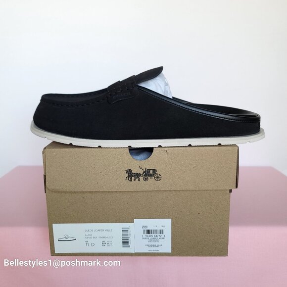 COACH Men’s Suede Loafer Mule- MEN’s US Size: 11D – Black color⭐ main image 14